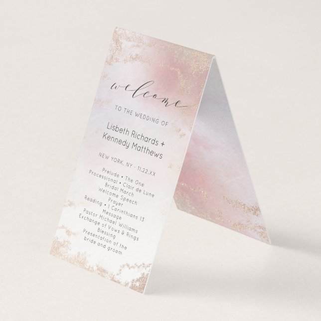 Programme de cérémonie Mariage Ombre Blush Pink Fr (Front)