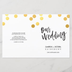 PROGRAMME DE CÉRÉMONIE mariage taches d'or lettres