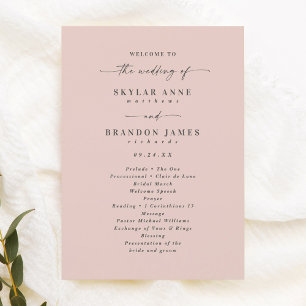 Programme de cérémonie simple pour Mariage rose cl