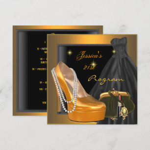 Programme de chaussure d'anniversaire 21 ans Or Or