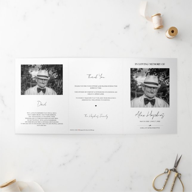 Programme de commémoration funéraire à trois volet (Extérieur)