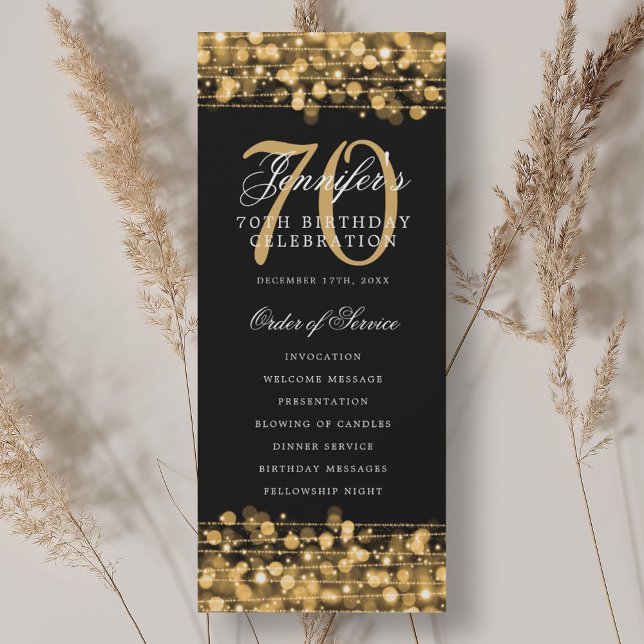 Programme de fête d'anniversaire élégant 70 ans or (Elegant 70th Birthday Party Program Gold )