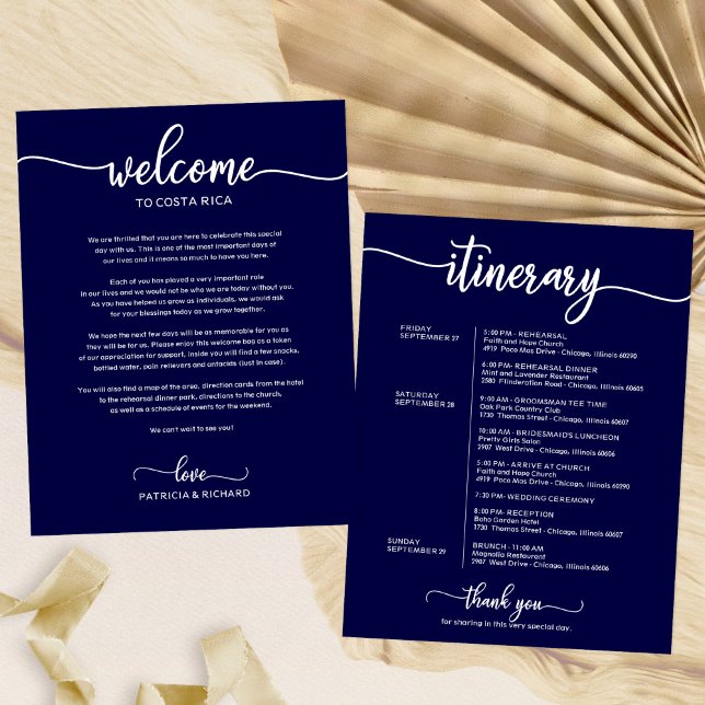 Programme de fin de semaine de mariage bleu marine (Créateur téléchargé)