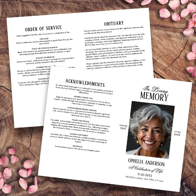 Programme de funérailles avec photo élégante moder (Créateur téléchargé)