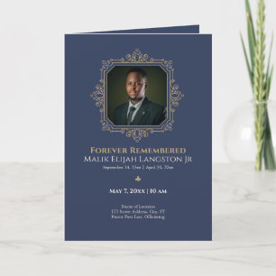 Programme de funérailles avec thème royal or et ma