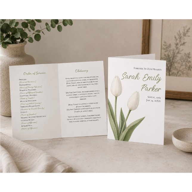 Programme de funérailles minimaliste Tulipes blanc (Créateur téléchargé)