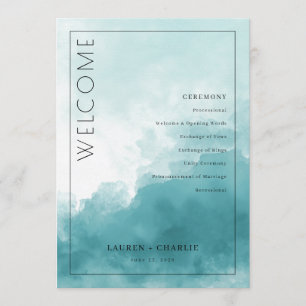 Programme de la cérémonie de mariage à l'aquarelle