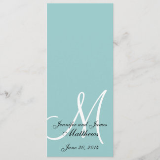 Programme de l'église Mariage bleu Monogram