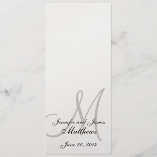 Programme de l'église mariage Monogramme Argent mé