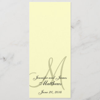 Programme de l'église mariage Monogramme Crème d'i