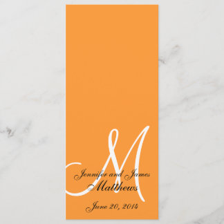 Programme de l'église mariage Monogramme Orange &