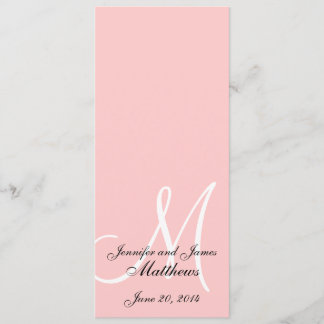Programme de l'église mariage Monogramme rose et b