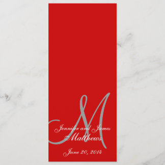 Programme de l'église mariage Monogramme rouge et
