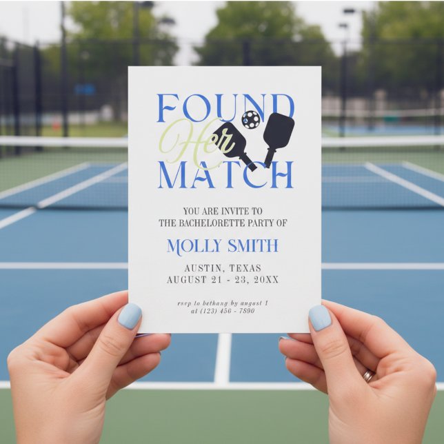 Programme de l'enterrement de vie de jeune fille P (Found Her Match Pickleball Bachelorette Itinerary Invitation)