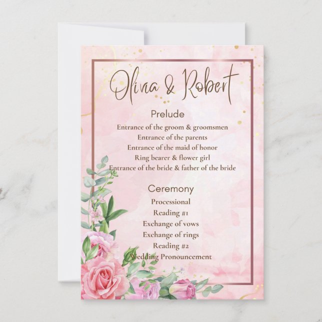 Programme de mariage (Devant)