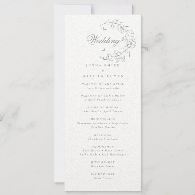 Programme de mariage (Devant)