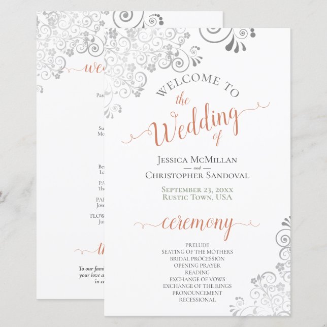 Programme de mariage à budget avec dentelle de cor (Devant / Derrière)