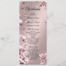 Programme de mariage à cadre floral rose délicat