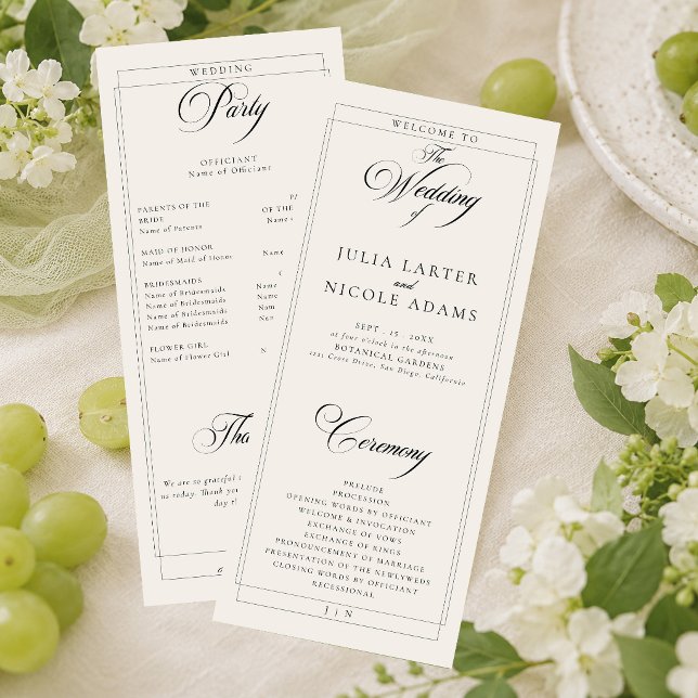 Programme de mariage à calligraphie en ivoire noir (Créateur téléchargé)