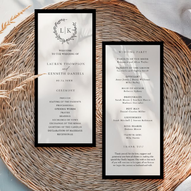 Programme de mariage à couronne de monogramme clas (Créateur téléchargé)
