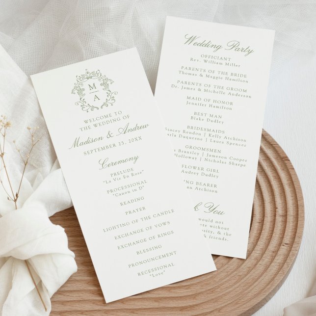 Programme de mariage à crête de chinoiserie Sage é (Créateur téléchargé)