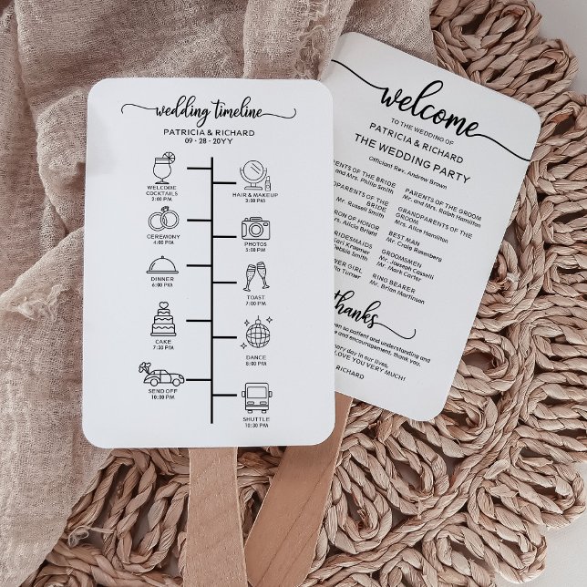 Programme de mariage à icône moderne et éventail d (Créateur téléchargé)