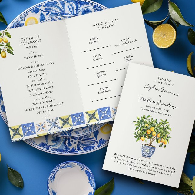 Programme de mariage à la campagne italienne de Le (Wedding Ceremony + Order of Events Program from the Lemon Grove Wedding Collection by Darling & May)