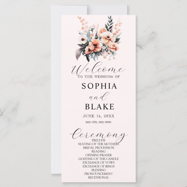 Programme de mariage à la crème aux fleurs blanche (Devant)
