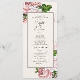 Programme de mariage à la crème florale rose paste