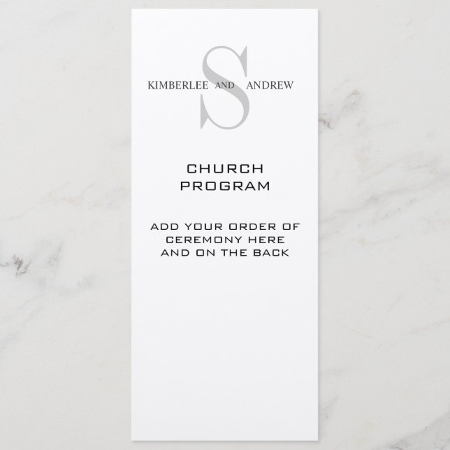 Programme de mariage à la crème monographique (Devant)