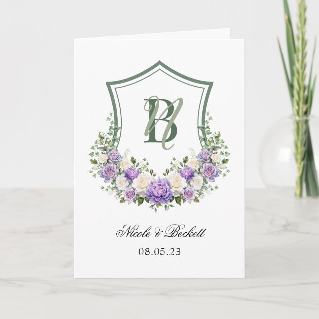 Programme de mariage à la crête florale blanche vi (Devant)