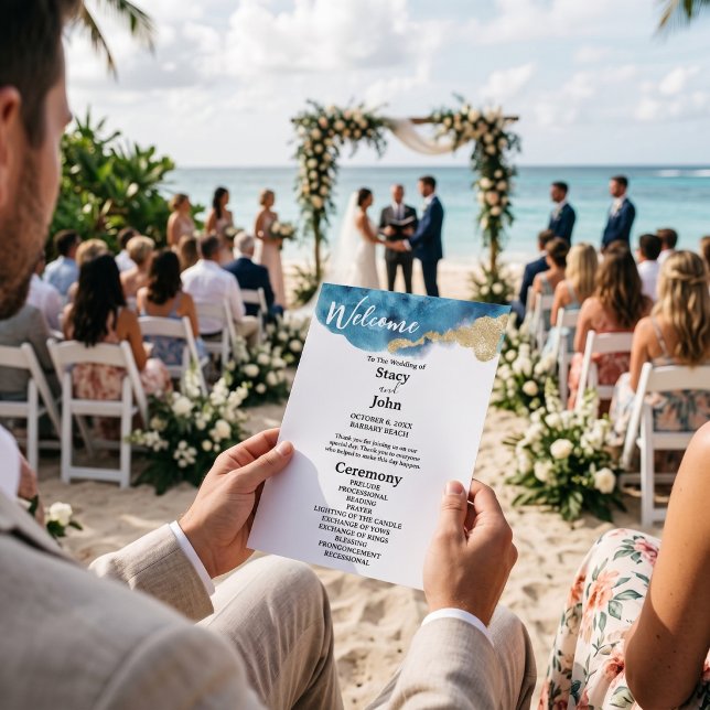 Programme de mariage à la plage tropicale océaniqu (Watercolor program for your special day. Scroll down to browse the other items in our collection.)