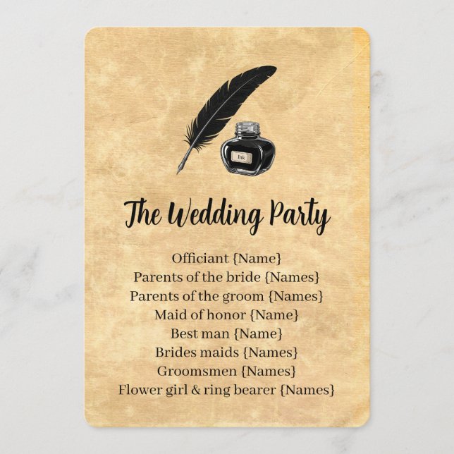 Programme de mariage à la plume gothique (Devant)