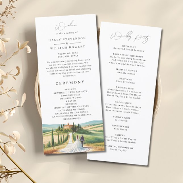 Programme de mariage à la Toscane Italie aquarelle (Créateur téléchargé)