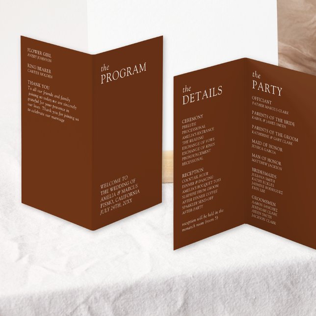 Programme de mariage à la typographie moderne et é (Créateur téléchargé)