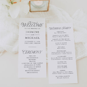 Programme de mariage à la typographie noire élégan
