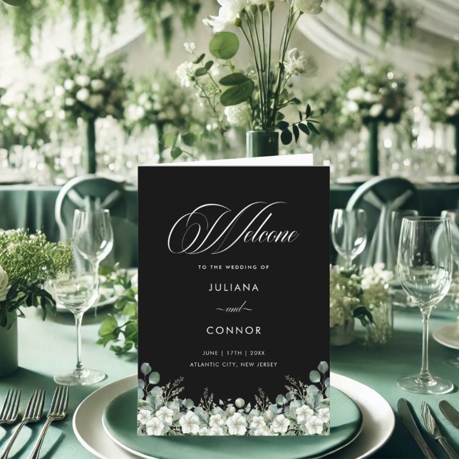 Programme de mariage à la verdure émeraude moderne (Créateur téléchargé)