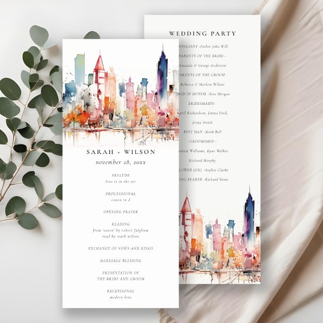 Programme de mariage à l'aquarelle de Chicago Illi (Créateur téléchargé)