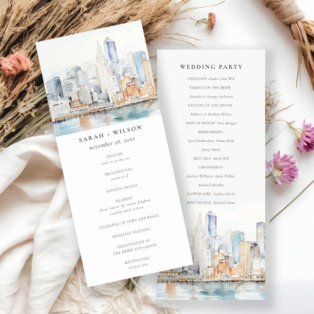 Programme de mariage à l'aquarelle de San Francisc (Créateur téléchargé)