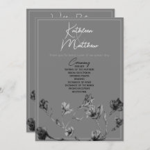 Programme de mariage à l'aquarelle florale gris do