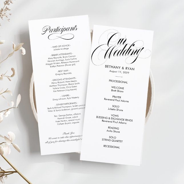 Programme de mariage à l'écriture élégante (Créateur téléchargé)