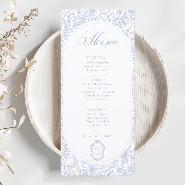Programme de mariage à motifs floraux bleus et bla (Créateur téléchargé)
