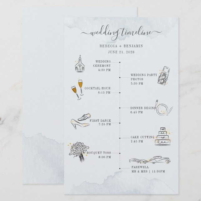 Programme de mariage à petit budget Carte de progr (Devant / Derrière)