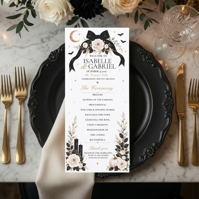 Programme de mariage à ruban noir gothique de luxe (Créateur téléchargé)