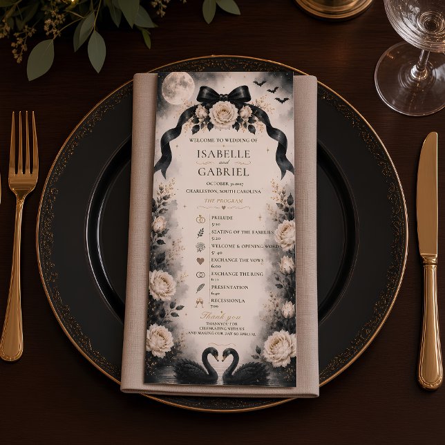 Programme de mariage à ruban noir gothique de luxe (Créateur téléchargé)