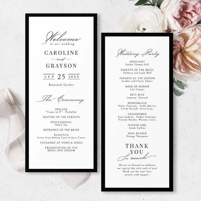 Programme de mariage à typographie de script graci (Simple Graceful Script Typography Wedding Program)