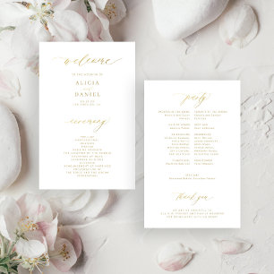 Programme de mariage à typographie dorée élégante 