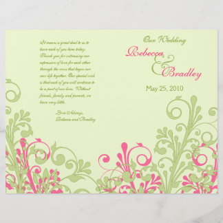 Programme de mariage Abstrait rose chaud et vert