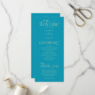 Programme de mariage Aqua Blue Typographie Moderne