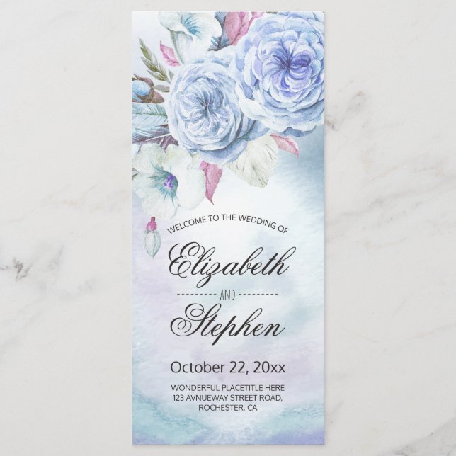 Programme de mariage Aquarelle Bohème Plumes flora (Devant)